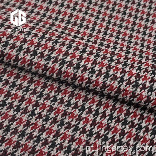 Tela do jacquard do poliéster Houndstooth com elastano